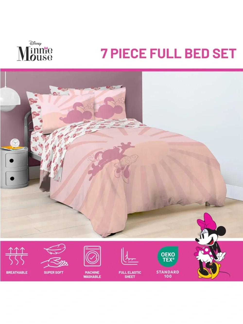 Disney Minnie Mouse Full Size Comforter Set - 7 Piece
